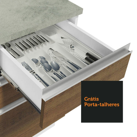 Mueble Inferior de Cocina Glamy Blanco y Marron 40x81cm sin Mesón y sin Pozuelo - MUEBLES INFERIORES DE COCINA | Bylmo
