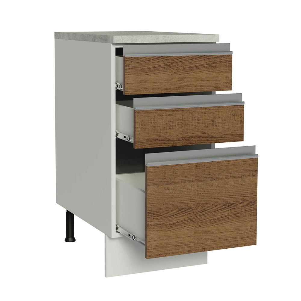 Mueble Inferior de Cocina Glamy Blanco y Marron 40x84cm con Meson de Madera y sin Pozuelo - MUEBLES INFERIORES DE COCINA | Bylmo