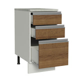 Mueble Inferior de Cocina Glamy Blanco y Marron 40x84cm con Meson de Madera y sin Pozuelo - MUEBLES INFERIORES DE COCINA | Bylmo