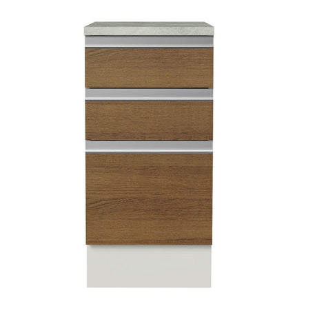 Mueble Inferior de Cocina Glamy Blanco y Marron 40x84cm con Meson de Madera y sin Pozuelo - MUEBLES INFERIORES DE COCINA | Bylmo