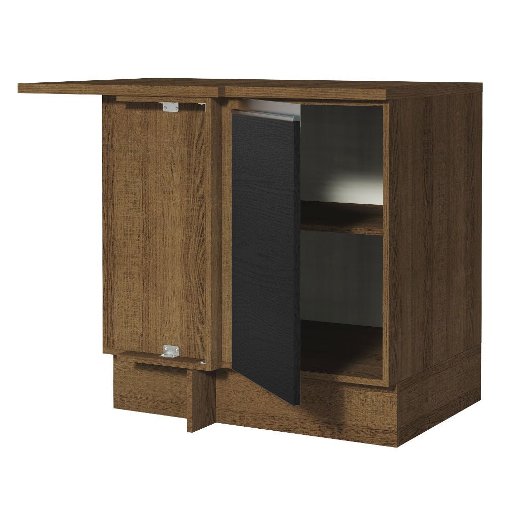 Mueble Inferior de Cocina Glamy Marron y Negro 94x84cm sin Mesón y sin Pozuelo - MUEBLES INFERIORES DE COCINA | Bylmo
