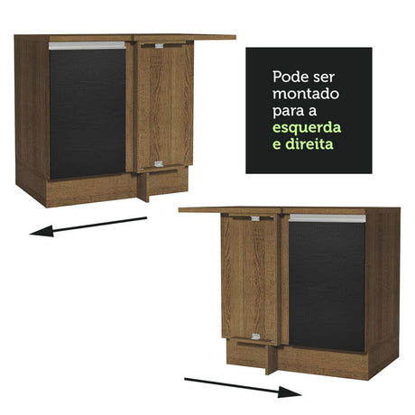 Mueble Inferior de Cocina Glamy Marron y Negro 94x84cm sin Mesón y sin Pozuelo - MUEBLES INFERIORES DE COCINA | Bylmo