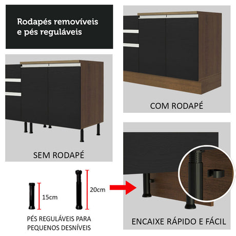 Mueble Inferior de Cocina Glamy Marron y Negro 94x84cm sin Mesón y sin Pozuelo - MUEBLES INFERIORES DE COCINA | Bylmo