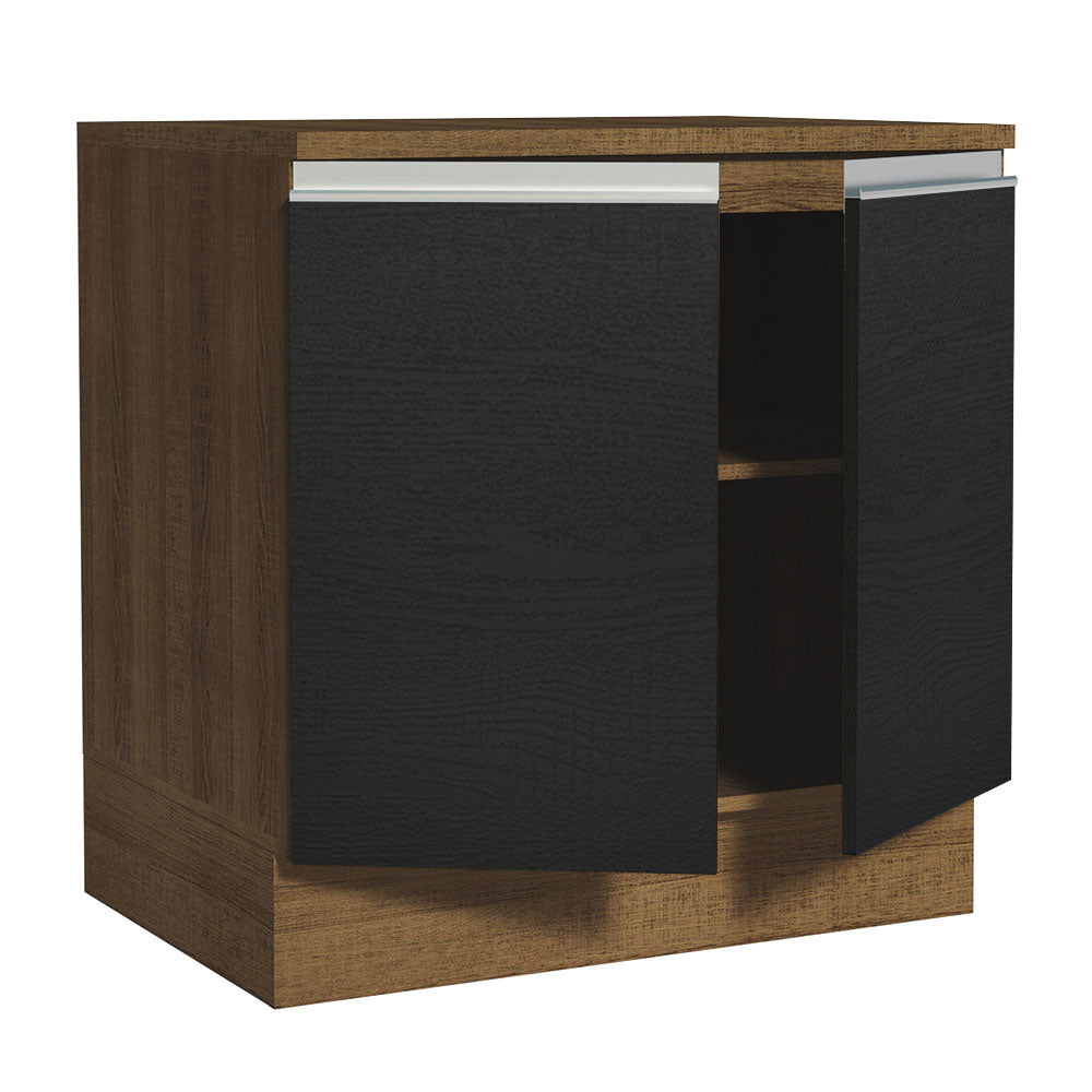 Mueble Inferior de Cocina Glamy Marron y Negro 80x84cm sin Mesón y sin Pozuelo - MUEBLES INFERIORES DE COCINA | Bylmo