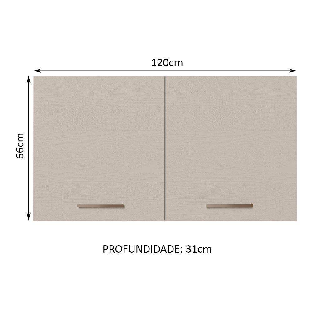 Mueble Superior de Cocina Agata Blanco y Crema 120x66cm con Cuatro Entrepaños y con Dos Puertas - MUEBLES SUPERIORES DE COCINA | Bylmo