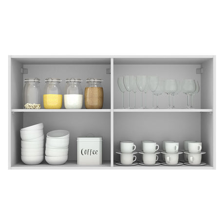 Mueble Superior de Cocina Agata Blanco y Crema 120x66cm con Cuatro Entrepaños y con Dos Puertas - MUEBLES SUPERIORES DE COCINA | Bylmo