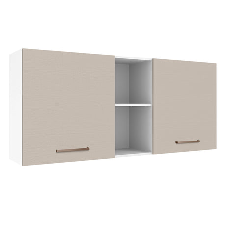 Mueble Superior de Cocina Agata Blanco y Crema 150x66cm con Seis Entrepaños y con Dos Puertas - MUEBLES SUPERIORES DE COCINA | Bylmo