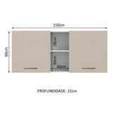 Mueble Superior de Cocina Agata Blanco y Crema 150x66cm con Seis Entrepaños y con Dos Puertas - MUEBLES SUPERIORES DE COCINA | Bylmo