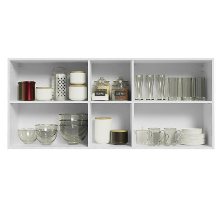 Mueble Superior de Cocina Agata Blanco y Crema 150x66cm con Seis Entrepaños y con Dos Puertas - MUEBLES SUPERIORES DE COCINA | Bylmo