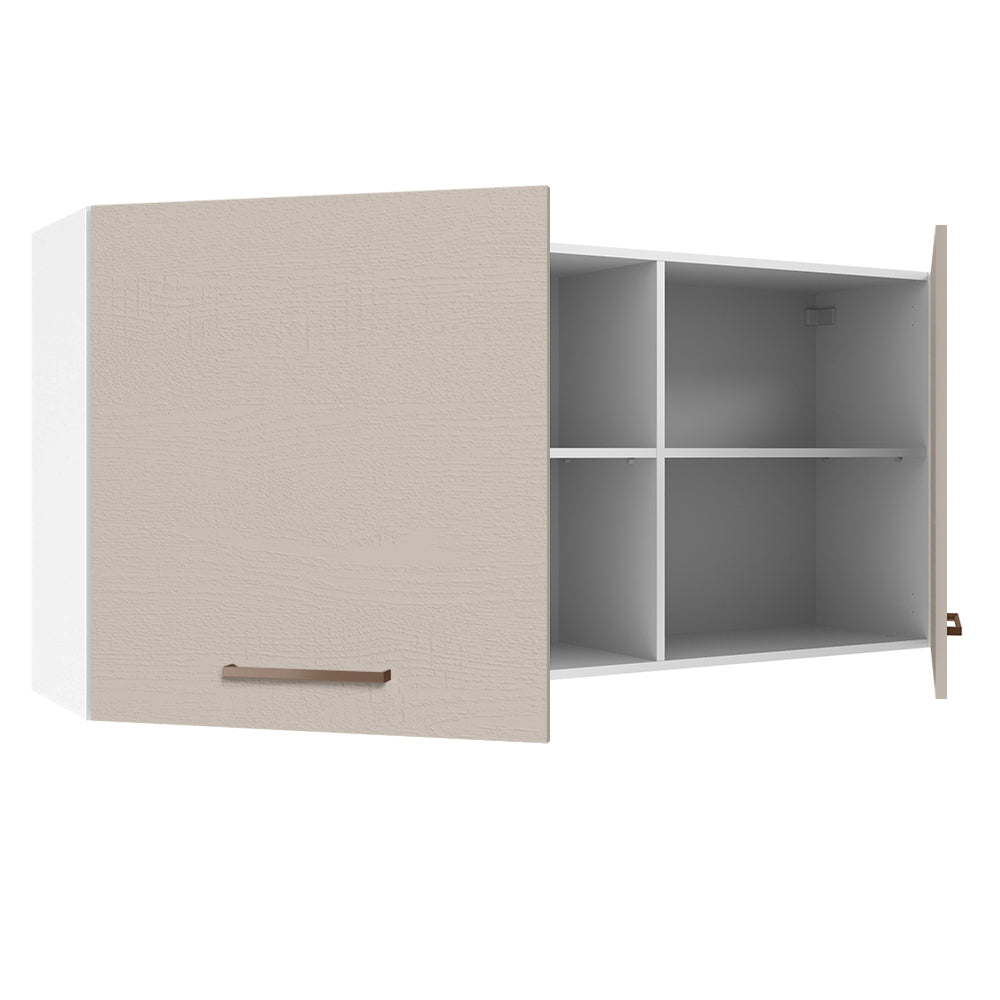 Mueble Superior de Cocina Agata Blanco y Crema 150x66cm con Seis Entrepaños y con Dos Puertas - MUEBLES SUPERIORES DE COCINA | Bylmo