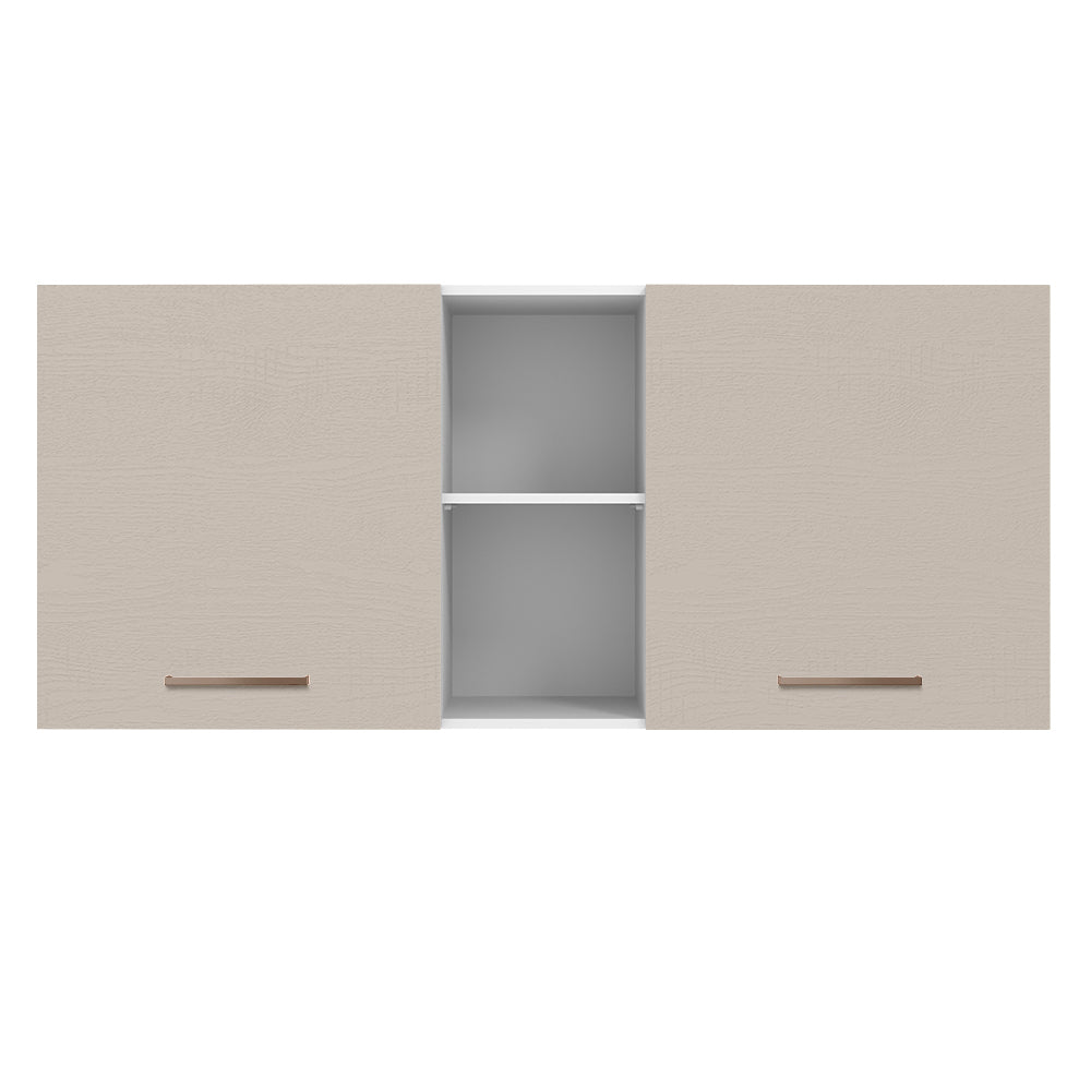 Mueble Superior de Cocina Agata Blanco y Crema 150x66cm con Seis Entrepaños y con Dos Puertas - MUEBLES SUPERIORES DE COCINA | Bylmo