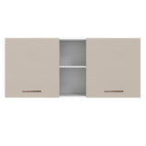Mueble Superior de Cocina Agata Blanco y Crema 150x66cm con Seis Entrepaños y con Dos Puertas - MUEBLES SUPERIORES DE COCINA | Bylmo