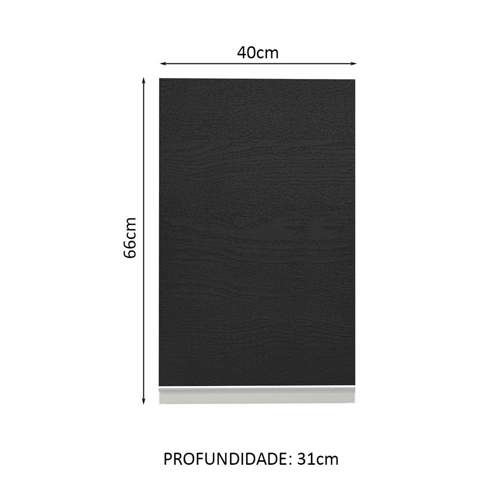 Mueble Superior de Cocina Glamy Blanco y Negro 40x66cm con Dos Entrepaños y con Una Puerta - MUEBLES SUPERIORES DE COCINA | Bylmo