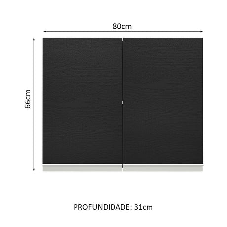 Mueble Superior de Cocina Glamy Blanco y Negro 80x66cm con Dos Entrepaños y con Dos Puertas - MUEBLES SUPERIORES DE COCINA | Bylmo