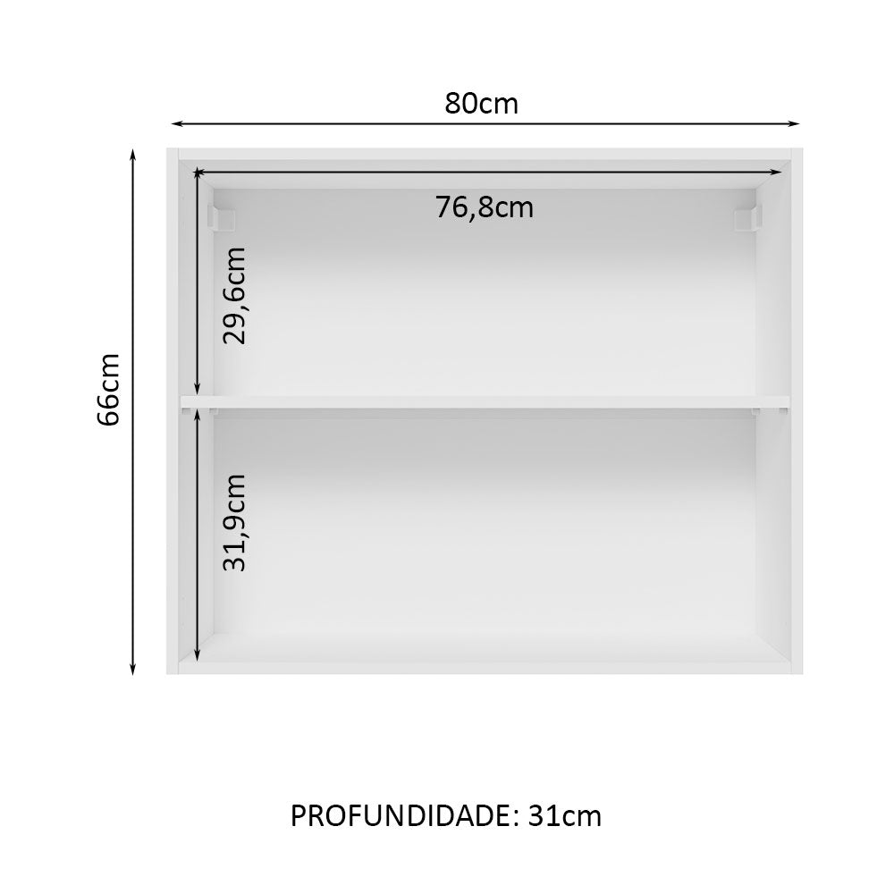 Mueble Superior de Cocina Glamy Blanco y Negro 80x66cm con Dos Entrepaños y con Dos Puertas - MUEBLES SUPERIORES DE COCINA | Bylmo