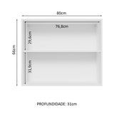 Mueble Superior de Cocina Glamy Blanco y Negro 80x66cm con Dos Entrepaños y con Dos Puertas - MUEBLES SUPERIORES DE COCINA | Bylmo
