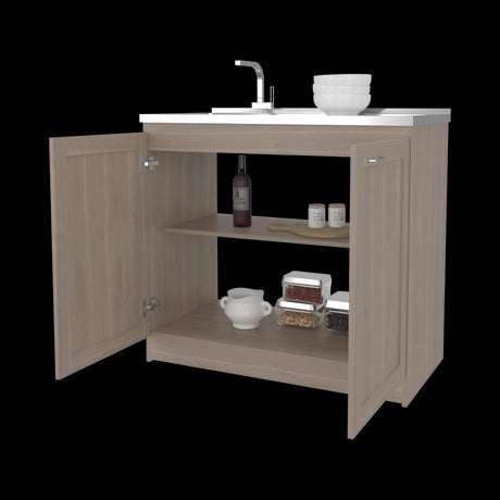 Mueble Inferior de Cocina Zurich Bardolino 98.5x52.5cm con Mesón de Acero Inoxidable y con Pozuelo para Lado Izquierdo - MUEBLES INFERIORES DE COCINA | Bylmo