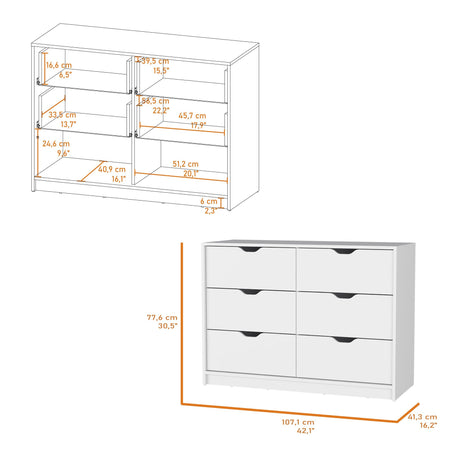 Cómoda Basilea Blanco 10.71x77.6cm de Tres Hileras con Cuatro Cajones - CAJONERAS Y COMODAS | Bylmo