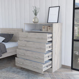 Cómoda Peru Blanco y Ceniza 84x109.6cm de Cuartro Hileras con Cuatro Cajones - CAJONERAS Y COMODAS | Bylmo