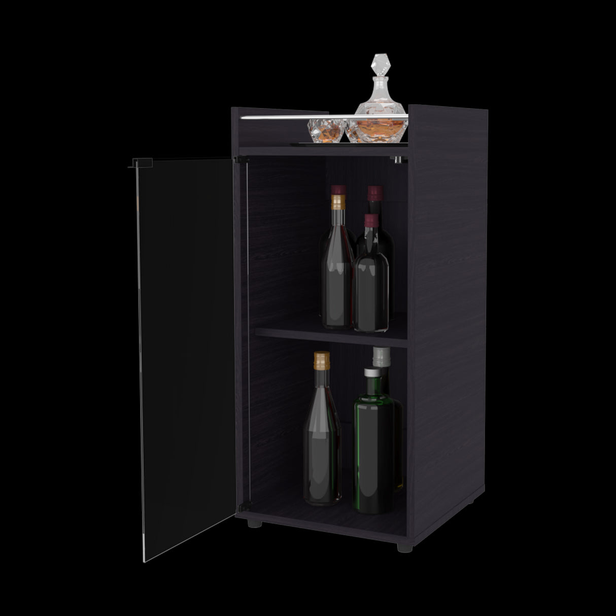 Mini Bar Theba Wengue 38.1x81.3cm sin Cajones y con Tres Comparrtimientos - BARES | Bylmo