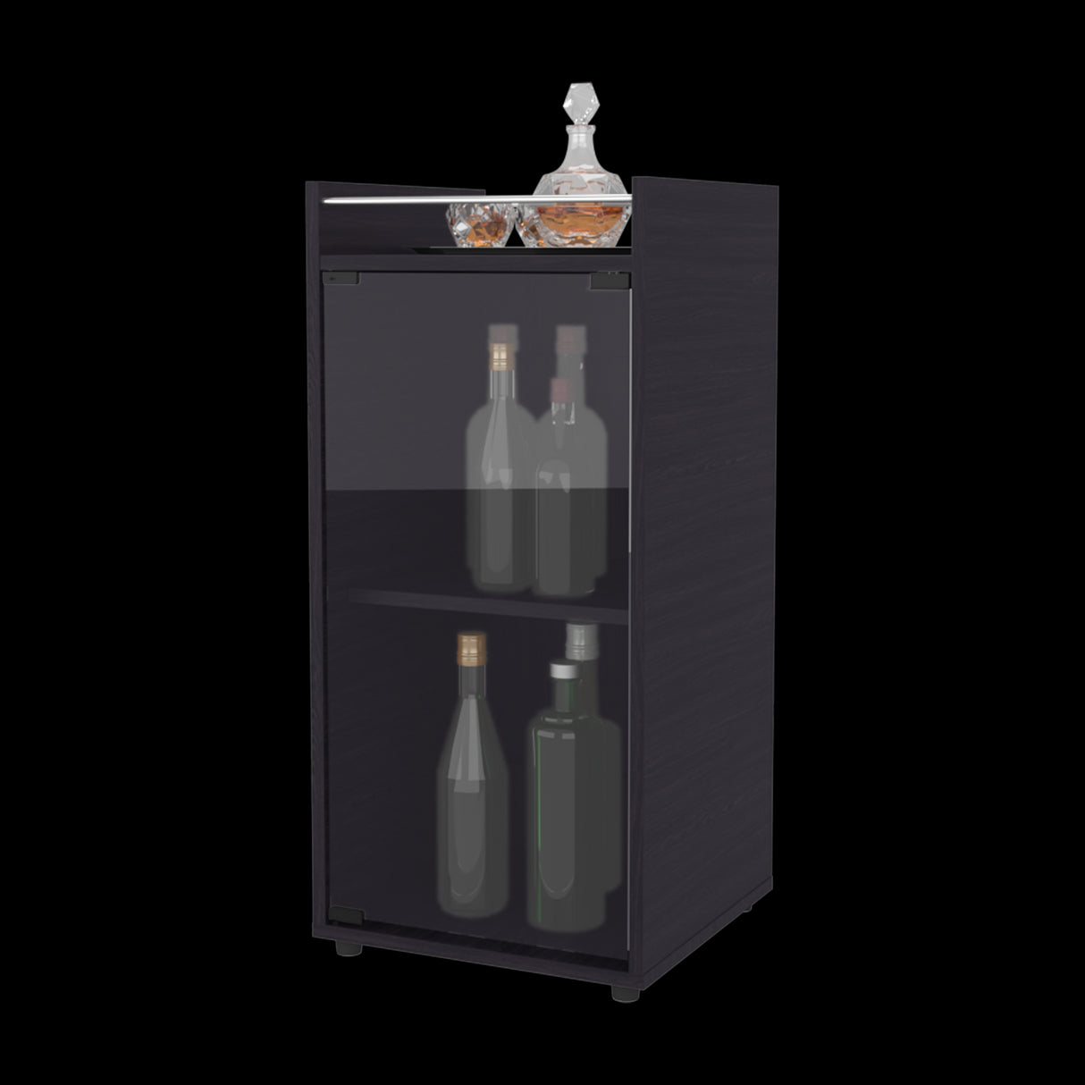 Mini Bar Theba Wengue 38.1x81.3cm sin Cajones y con Tres Comparrtimientos - BARES | Bylmo