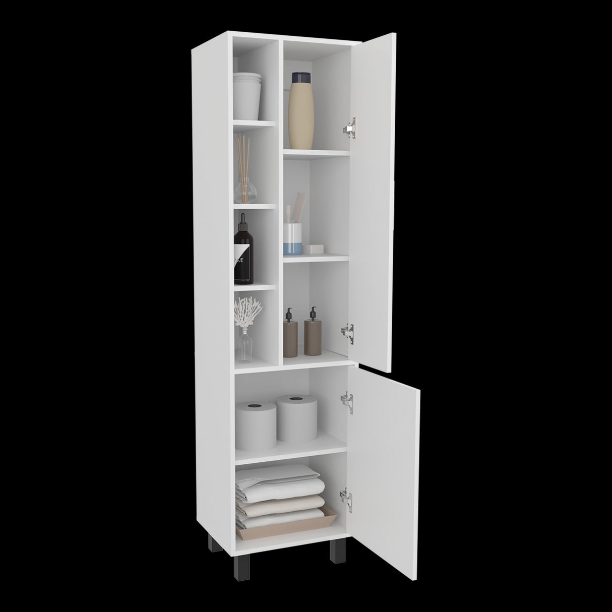 Alacena Staton Blanco 45.5x173cm sin Cajones y con Dos Puertas - ALACENAS Y MUEBLES MICROONDAS | Bylmo