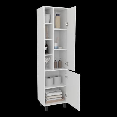 Alacena Staton Blanco 45.5x173cm sin Cajones y con Dos Puertas - ALACENAS Y MUEBLES MICROONDAS | Bylmo