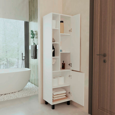 Alacena Staton Blanco 45.5x173cm sin Cajones y con Dos Puertas - ALACENAS Y MUEBLES MICROONDAS | Bylmo