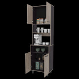 Alacena Otomo Wengue y Bardolino 60x204cm sin Cajones y con Cuatro Puertas - ALACENAS Y MUEBLES MICROONDAS | Bylmo