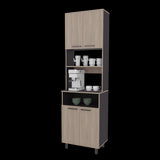 Alacena Otomo Wengue y Bardolino 60x204cm sin Cajones y con Cuatro Puertas - ALACENAS Y MUEBLES MICROONDAS | Bylmo