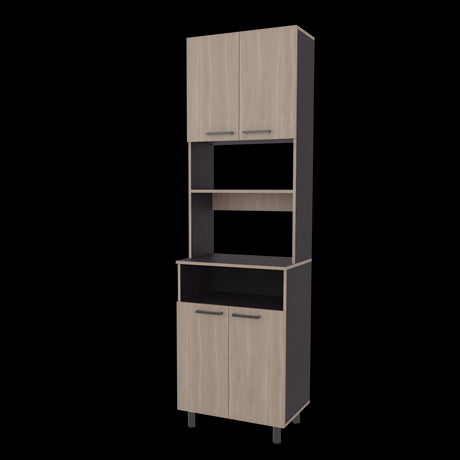 Alacena Otomo Wengue y Bardolino 60x204cm sin Cajones y con Cuatro Puertas - ALACENAS Y MUEBLES MICROONDAS | Bylmo