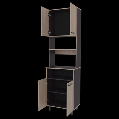 Alacena Otomo Wengue y Bardolino 60x204cm sin Cajones y con Cuatro Puertas - ALACENAS Y MUEBLES MICROONDAS | Bylmo