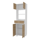 Mueble Microondas Sicilia Fresno y Blanco 62.1x201cm con Un Cajón y con Cuatro Puertas - ALACENAS Y MUEBLES MICROONDAS | Bylmo