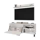Mesa para TV Bryce Blanco 140x53cm Pata TV Hasta 60 Pulgadas con Tres Compartimientos - MUEBLES DE TV | Bylmo