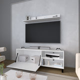 Mesa para TV Bryce Blanco 140x53cm Pata TV Hasta 60 Pulgadas con Tres Compartimientos - MUEBLES DE TV | Bylmo
