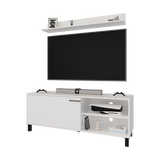 Mesa para TV Bryce Blanco 140x53cm Pata TV Hasta 60 Pulgadas con Tres Compartimientos - MUEBLES DE TV | Bylmo