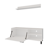 Mesa para TV Bryce Blanco 140x53cm Pata TV Hasta 60 Pulgadas con Tres Compartimientos - MUEBLES DE TV | Bylmo