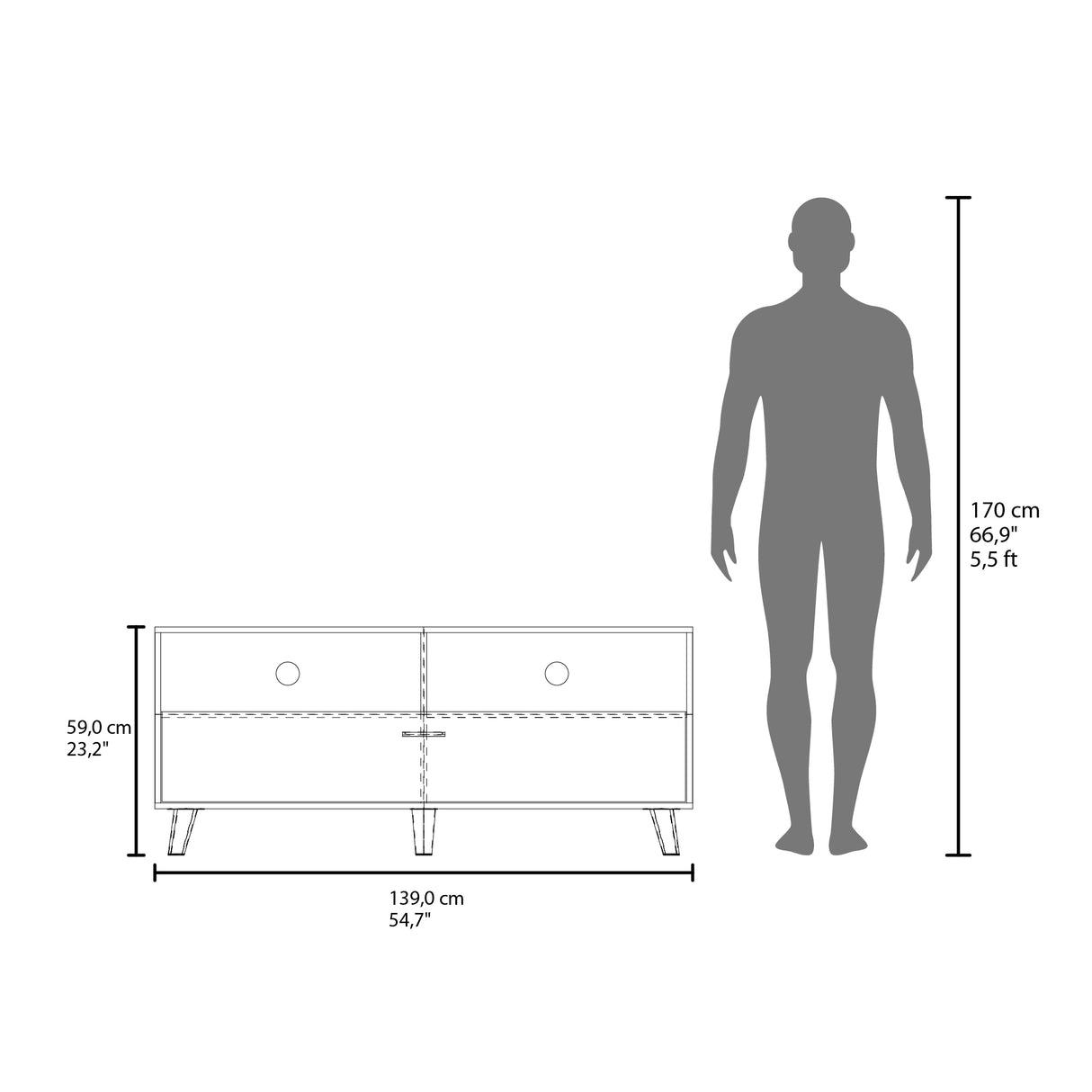 Rack de TV Patrick Wengue 139x59cm Pata TV Hasta 60 Pulgadas con Cuatro Compartimientos - MUEBLES DE TV | Bylmo
