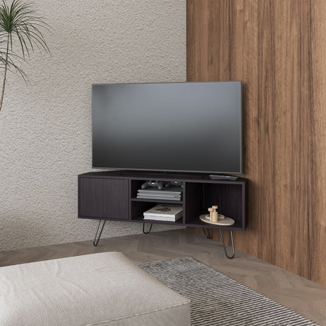 Rack de TV Lancaster Wengue 115x50cm Pata TV Hasta 50 Pulgadas con Cuatro Compartimientos - MUEBLES DE TV | Bylmo