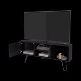 Rack de TV Lancaster Wengue 115x50cm Pata TV Hasta 50 Pulgadas con Cuatro Compartimientos - MUEBLES DE TV | Bylmo