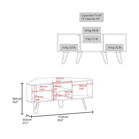 Rack de TV Lancaster Wengue 115x50cm Pata TV Hasta 50 Pulgadas con Cuatro Compartimientos - MUEBLES DE TV | Bylmo