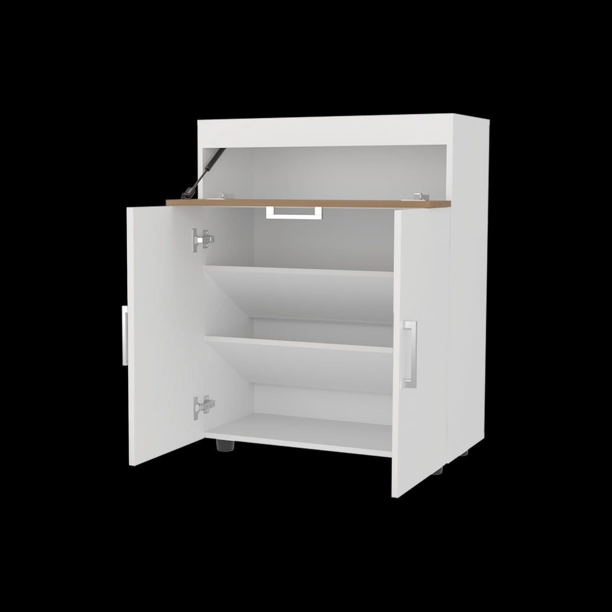 Zapatero Belton Blanco y Fresno 70.6x90cm de Cuatro Niveles Para Diez Pares - ZAPATEROS | Bylmo