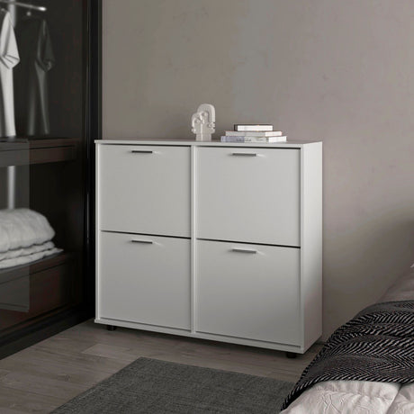 Zapatero Opal Blanco 110x96.5cm de Dos Niveles Para Dieciséis Pares - ZAPATEROS | Bylmo
