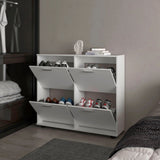 Zapatero Opal Blanco 110x96.5cm de Dos Niveles Para Dieciséis Pares - ZAPATEROS | Bylmo