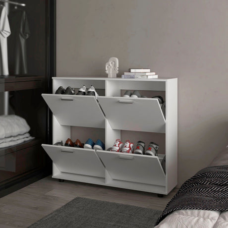 Zapatero Opal Blanco 110x96.5cm de Dos Niveles Para Dieciséis Pares - ZAPATEROS | Bylmo