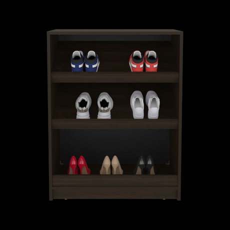 Zapatero Toby Nogal 70x90.6cm de Tres Niveles Para Doce Pares - ZAPATEROS | Bylmo
