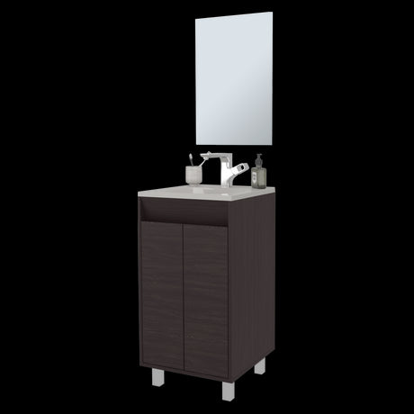 Set Mueble para Lavamanos con Espejo Brady Wengue 45x84.4cm Individual con Lavamanos - MUEBLES PARA LAVAMANOS | Bylmo