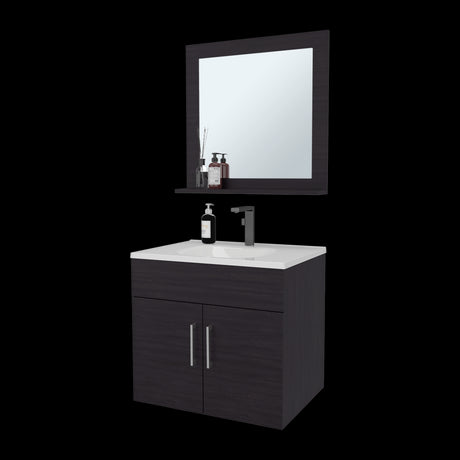 Set Mueble para Lavamanos con Espejo Flotante Blake Wengue 61.3x53.3cm Individual con Lavamanos - MUEBLES PARA LAVAMANOS | Bylmo