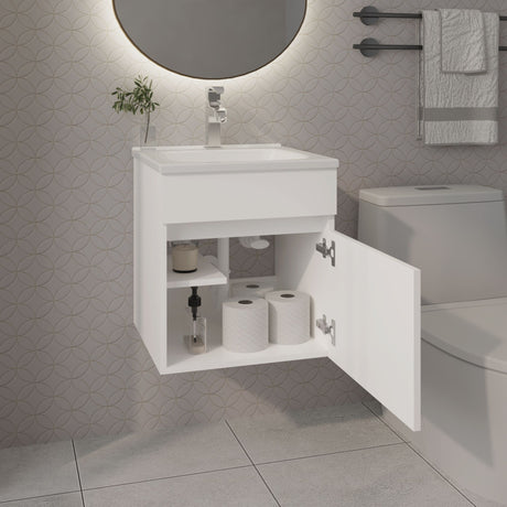 Mueble para Lavamanos Primavera Blanco 44.5x48cm Individual Flotante con Lavamanos Integrado y sin Cajones - MUEBLES PARA LAVAMANOS | Bylmo