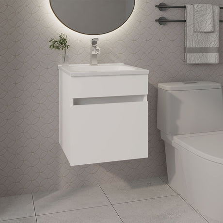 Mueble para Lavamanos Primavera Blanco 44.5x48cm Individual Flotante con Lavamanos Integrado y sin Cajones - MUEBLES PARA LAVAMANOS | Bylmo